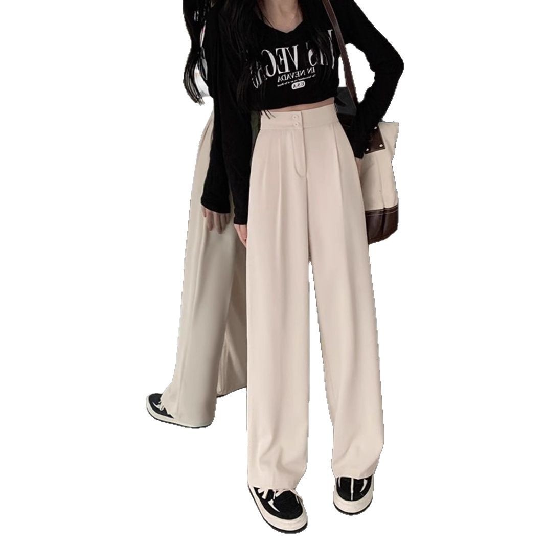 New High Waist Drooping Straight Pear Shapes Pants - D&A