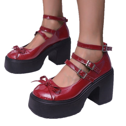 Women's Thick-soled Lace-up Loafers Fall Versatile British Leather Shoes - D&A