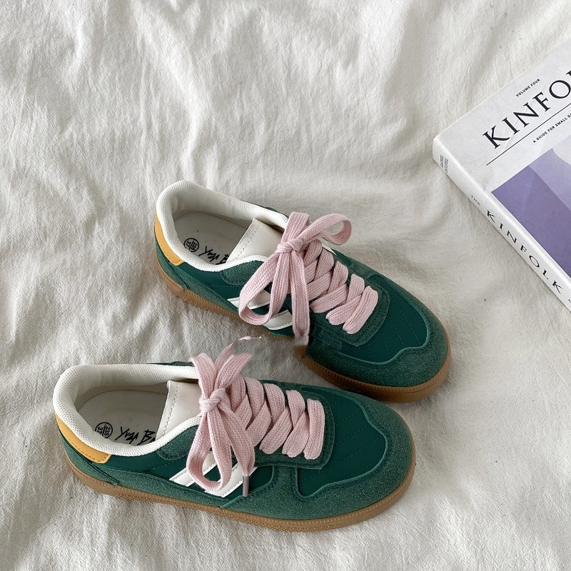 Versatile Niche Retro Thick Soled Casual Board Shoes Green - D&A
