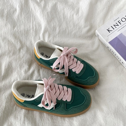 Versatile Niche Retro Thick Soled Casual Board Shoes Green - D&A