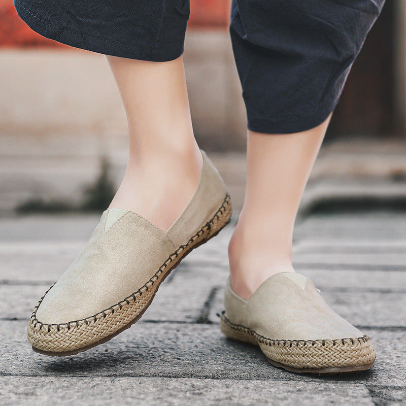 Summer Breathable Canvas Slip-on Lofter Men's Casual Linen Cloth Shoes - D&A