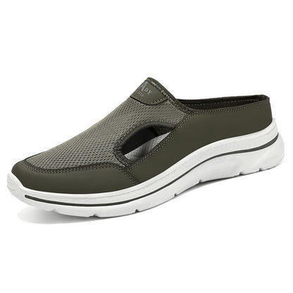 Men's Hollow-out Half Slippers Soft Bottom Comfortable Casual Shoes BTJL87 Green - D&A