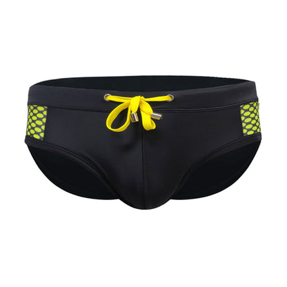 Sexy Close-fitting Swim Briefs Polka Dot Stitching Sports Beach Pants Black - D&A