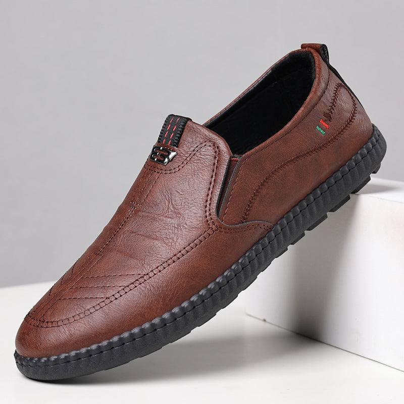 Spring And Summer Versatile Casual Middle-aged Men's Leather Shoes 677 Brown - D&A