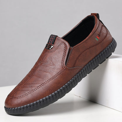 Spring And Summer Versatile Casual Middle-aged Men's Leather Shoes 677 Brown - D&A