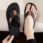 Men's New Summer Platform Slippers Non-slip Sandals Black - D&A