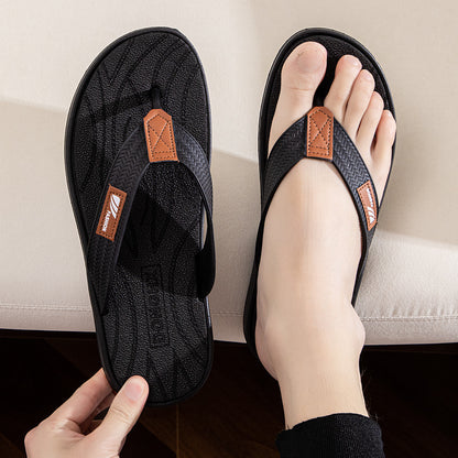 Men's New Summer Platform Slippers Non-slip Sandals Black - D&A