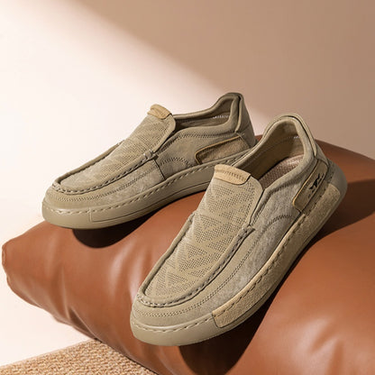 Casual Men's Shoes Lightweight Soft Sole Slip-on Dad Shoes Khaki - D&A