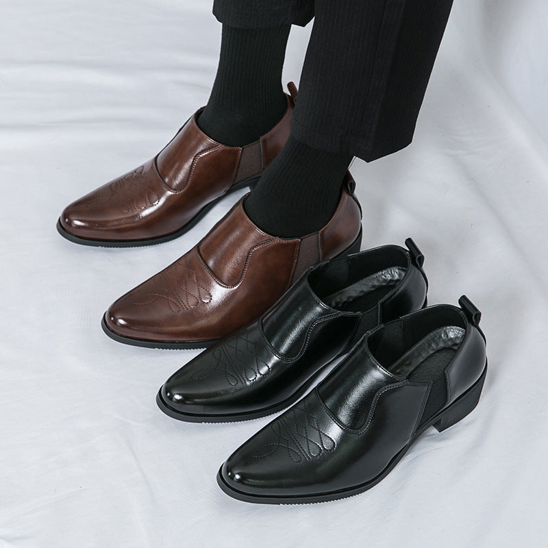 Fashion Men's Business Formal Platform Height Increasing Leather Shoes - D&A
