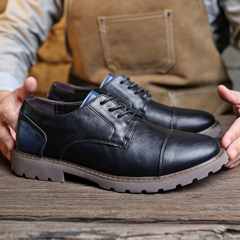 British Style Retro Casual Leather Shoes Men's Casual 3910 Black - D&A