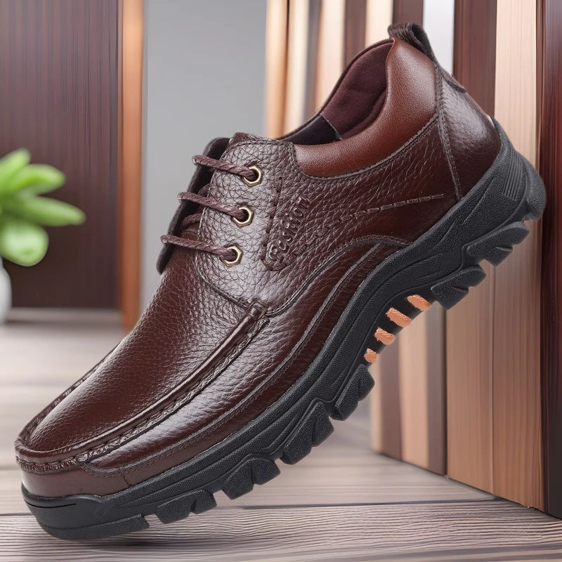 Casual Leather Shoes Men's Summer Breathable Non-stinky Feet Work Shoes - D&A