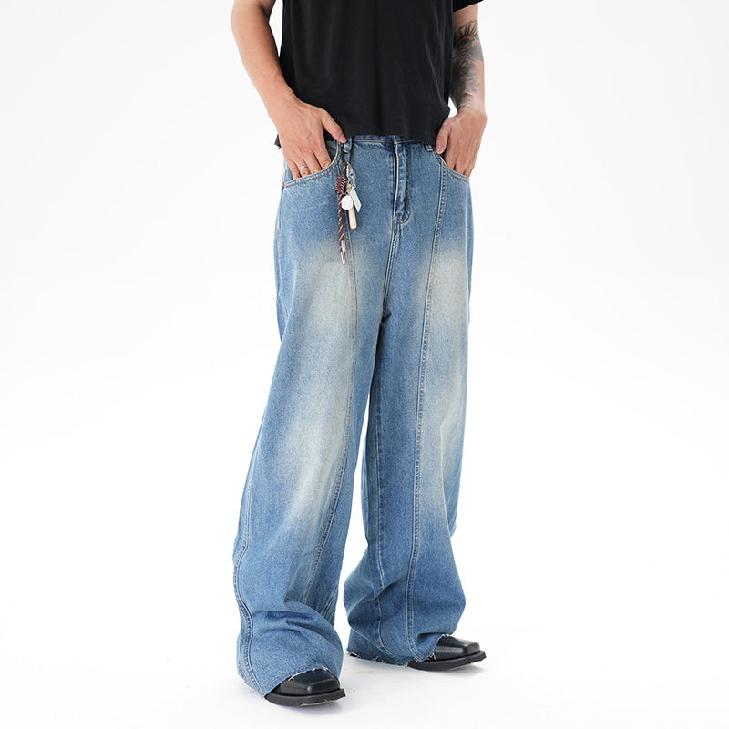 Cut Washed Vintage Washed Wide Leg Machete Jeans - D&A