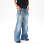 Cut Washed Vintage Washed Wide Leg Machete Jeans - D&A