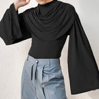 Men's High Collar Slim Fit Long Sleeves Swing Collar T-shirt - D&A