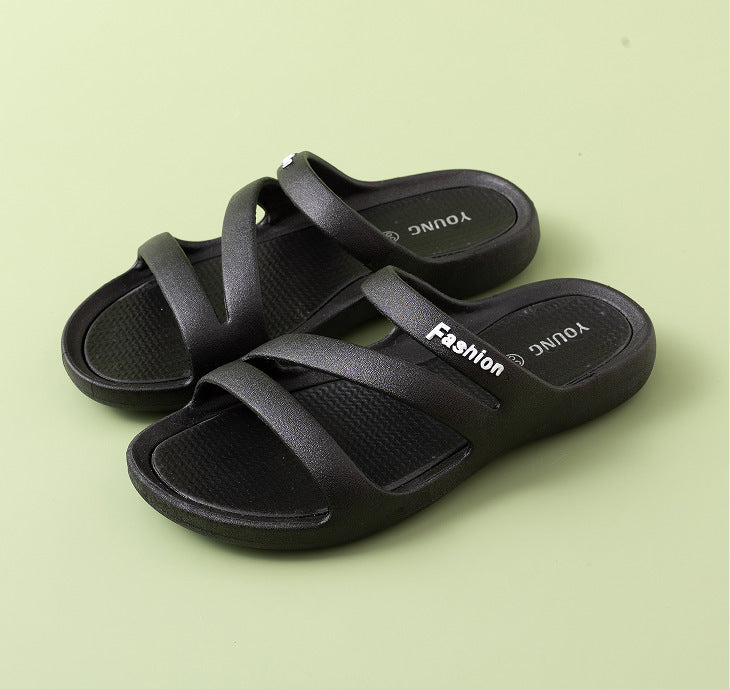 Casual Non Slip Thick Soled Slippers With A Comfortable Outdoor Atmosphere Style 325 Black - D&A