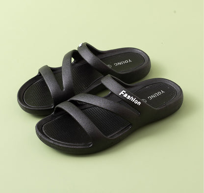 Casual Non Slip Thick Soled Slippers With A Comfortable Outdoor Atmosphere Style 325 Black - D&A