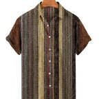 Men's Short Sleeved Lapel Printed Diamond Shaped Top ZQDXCS849 - D&A