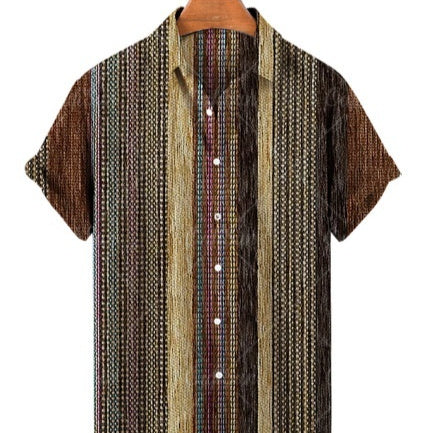 Men's Short Sleeved Lapel Printed Diamond Shaped Top ZQDXCS849 - D&A