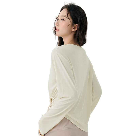 Modal Side Sexy Cutout Drawstring Loose Breathable Pilates Sports Blouse