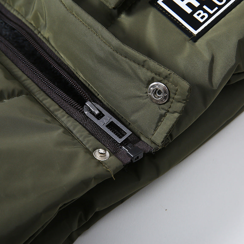 Boys Large Fur Collar Padded Warm Cotton Jacket - D&A