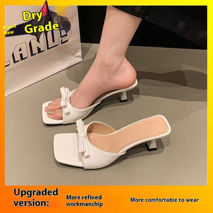 With Skirt Sandals And Slippers Bow Slippers White Upgraded Version - D&A