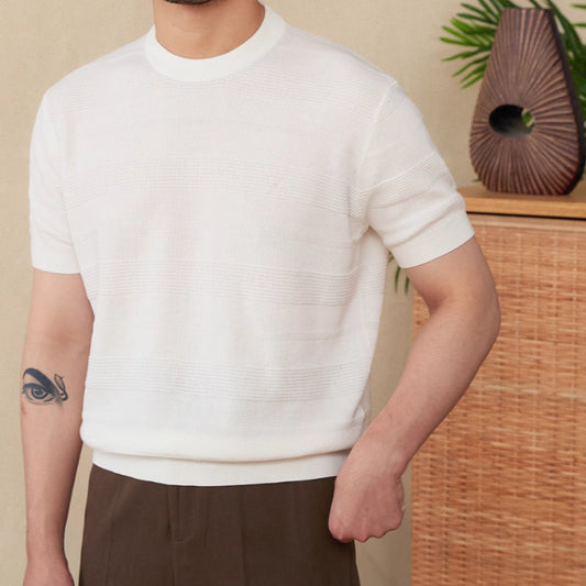 Casual Retro Summer Pure Cotton Thin Round Neck Short Sleeve - D&A