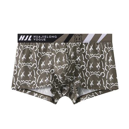 Men's Multi-color Printing Slim Fit Breathable Boxers Dark Gray - D&A