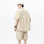 Men's Loose Shorts Casual Shirt Hemp Light Breathable Non-stick Two-piece Set - D&A