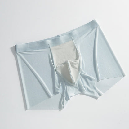 Summer New Men's Ice Silk Underwear Pure Color Seamless Quick-drying Ice Blue - D&A