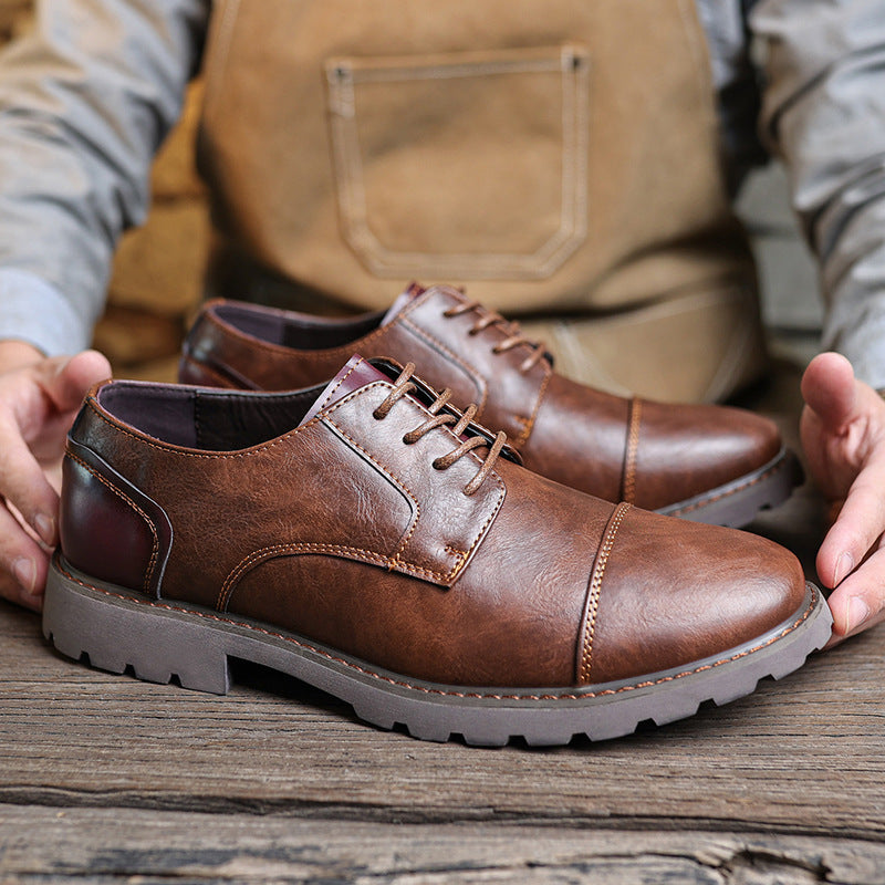 British Style Retro Casual Leather Shoes Men's Casual 3910 Brown - D&A