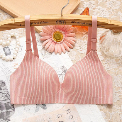 Non-wired Bra One-piece Seamless Gather Small Bra Red shrimp - D&A