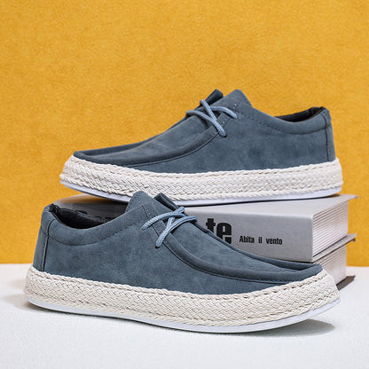 Men's Casual Pumps Men's Handmade Cloth Shoes Low-top Sneakers Men's Blue - D&A