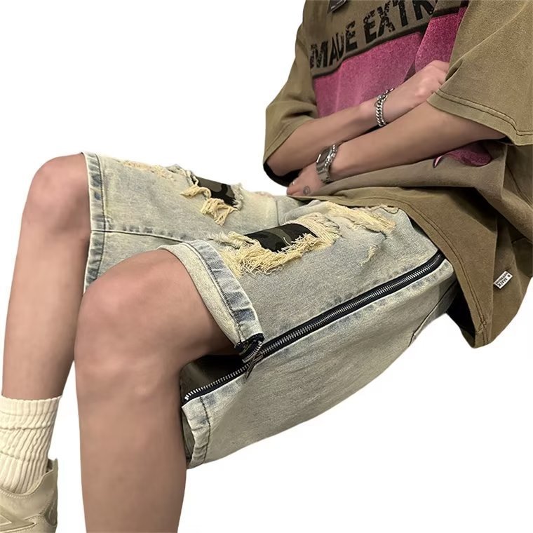 Men's Summer Ripped Camouflage Denim Shorts - D&A