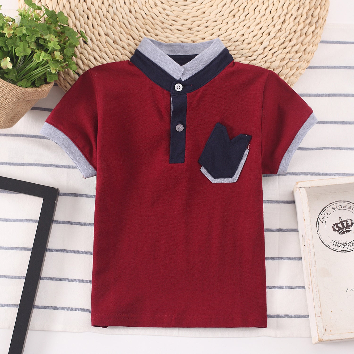 Kids Shirt Children Clothes Baby Wear Boys Tops Maroon - D&A