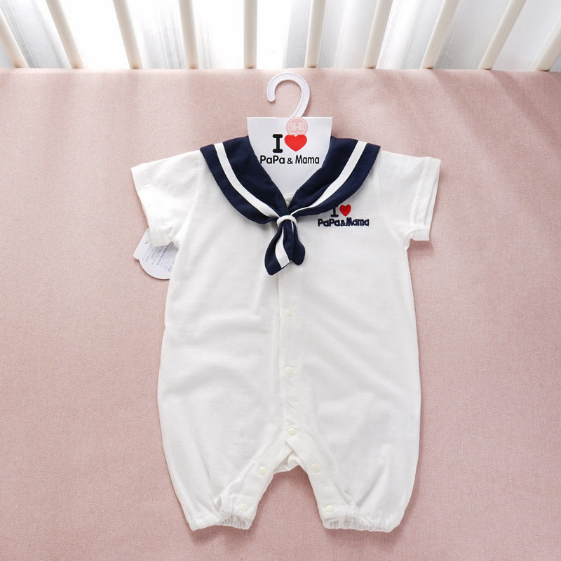 Navy Style Baby Clothes Newborn Clothes Baby Onesies Thin section - D&A