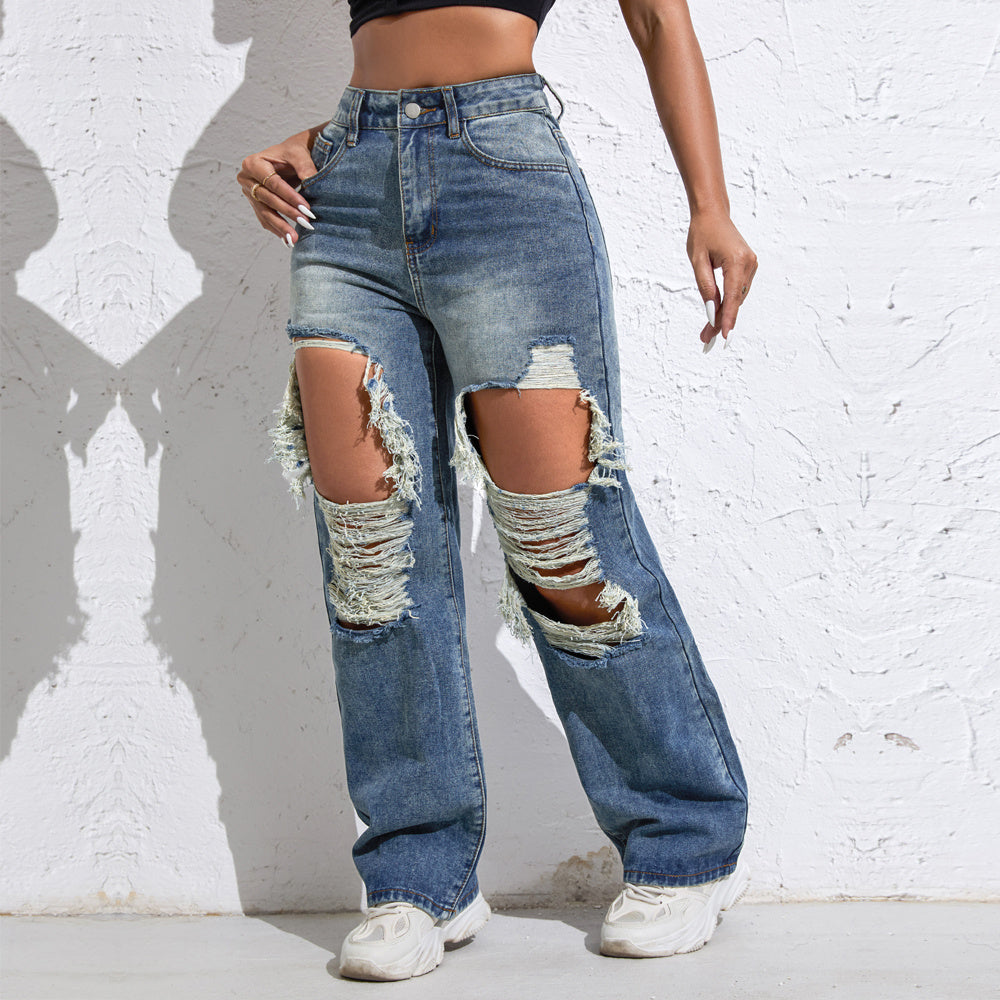 Shascullfites Baggy Jeans Women New American Loose Wide-leg Pants Old Straight Leg Trousers - D&A