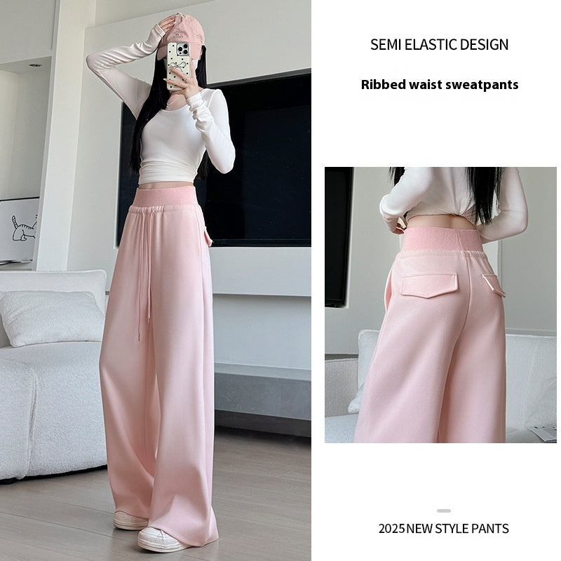 Loose Drooping Straight-leg Pants Sweatpants High Waist Slimming American Wide Leg Pants - D&A