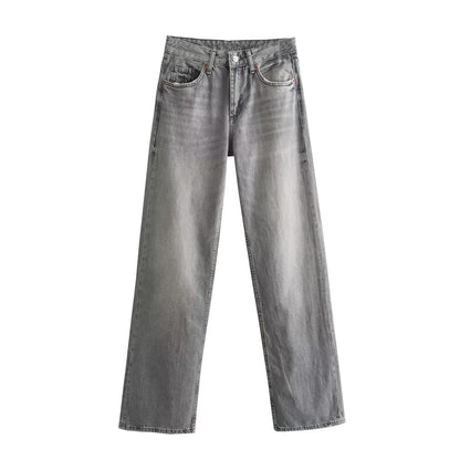 Autumn And Winter Jeans High Waist Straight Pants Women's Wide-leg Pants - D&A
