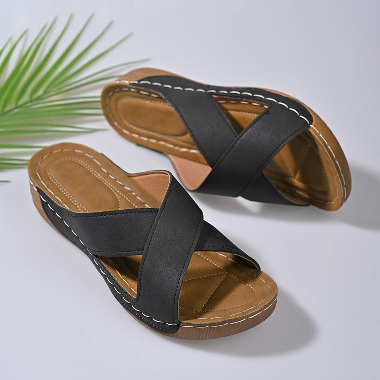 Women's Cross Wedge Platform Beach Casual Sandals - D&A