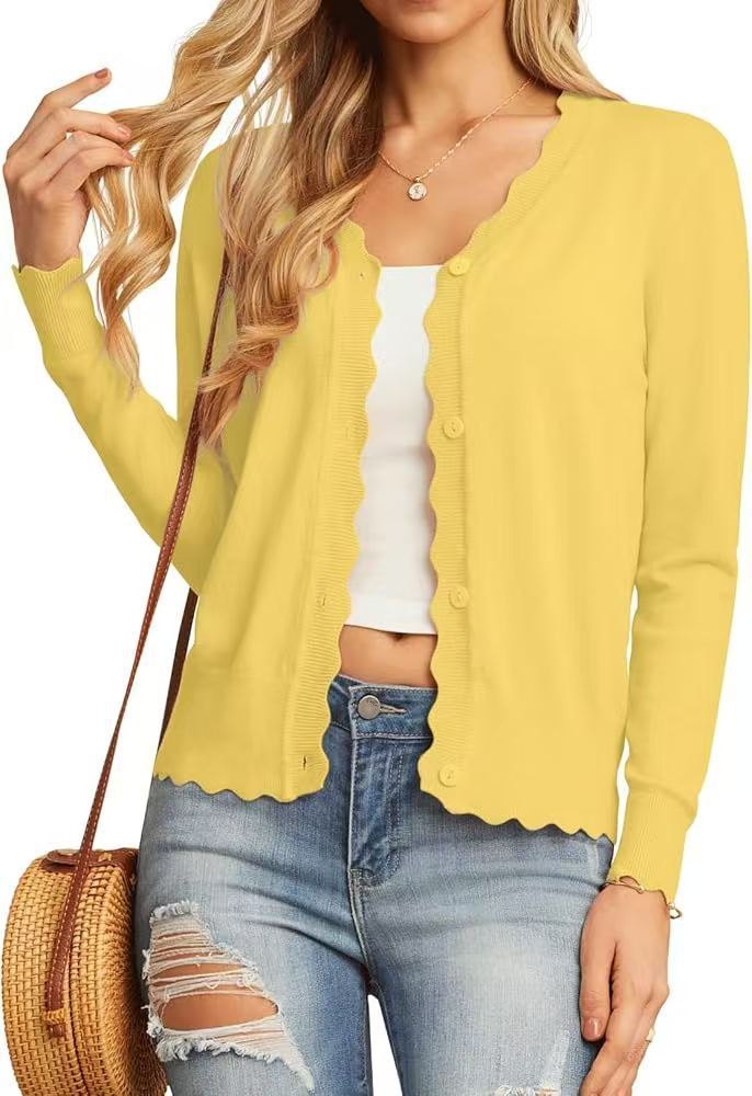 Fashion Short Knitted Cardigan Coat Yellow - D&A