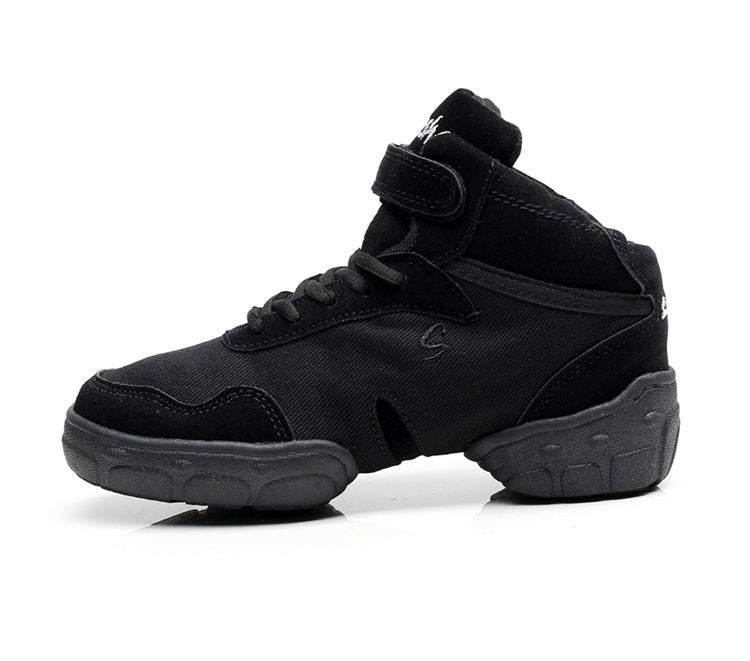 Canvas Modern Dancing Shoes Rubber Sole Indoor And Outdoor Elevator Shoes Black Gaobang - D&A