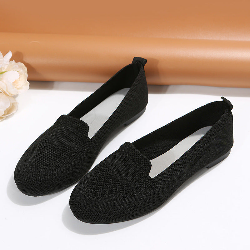 Fly Woven Mesh Low-cut Slip-on Lazy Flat Women's Casual Shoes - D&A