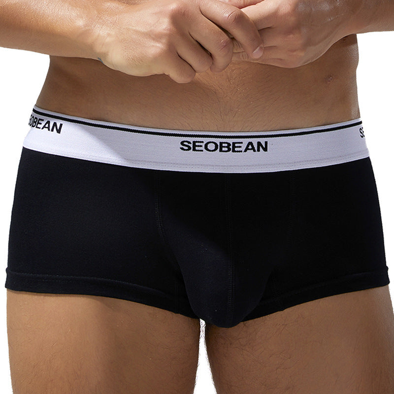 Men's Boxers Comfortable Breathable Cotton Low Waist Black - D&A