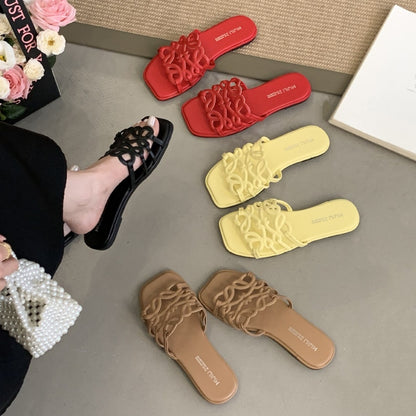 Summer Roman Style Hollow-out Slippers Flat All-match Vacation Style Beach Slippers Women - D&A