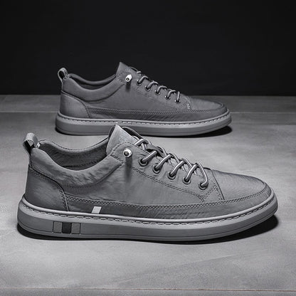 Breathable Ice Silk Cloth Casual Shoes Pure Color Tied Casual And Comfortable Low Top Sneaker Gray - D&A