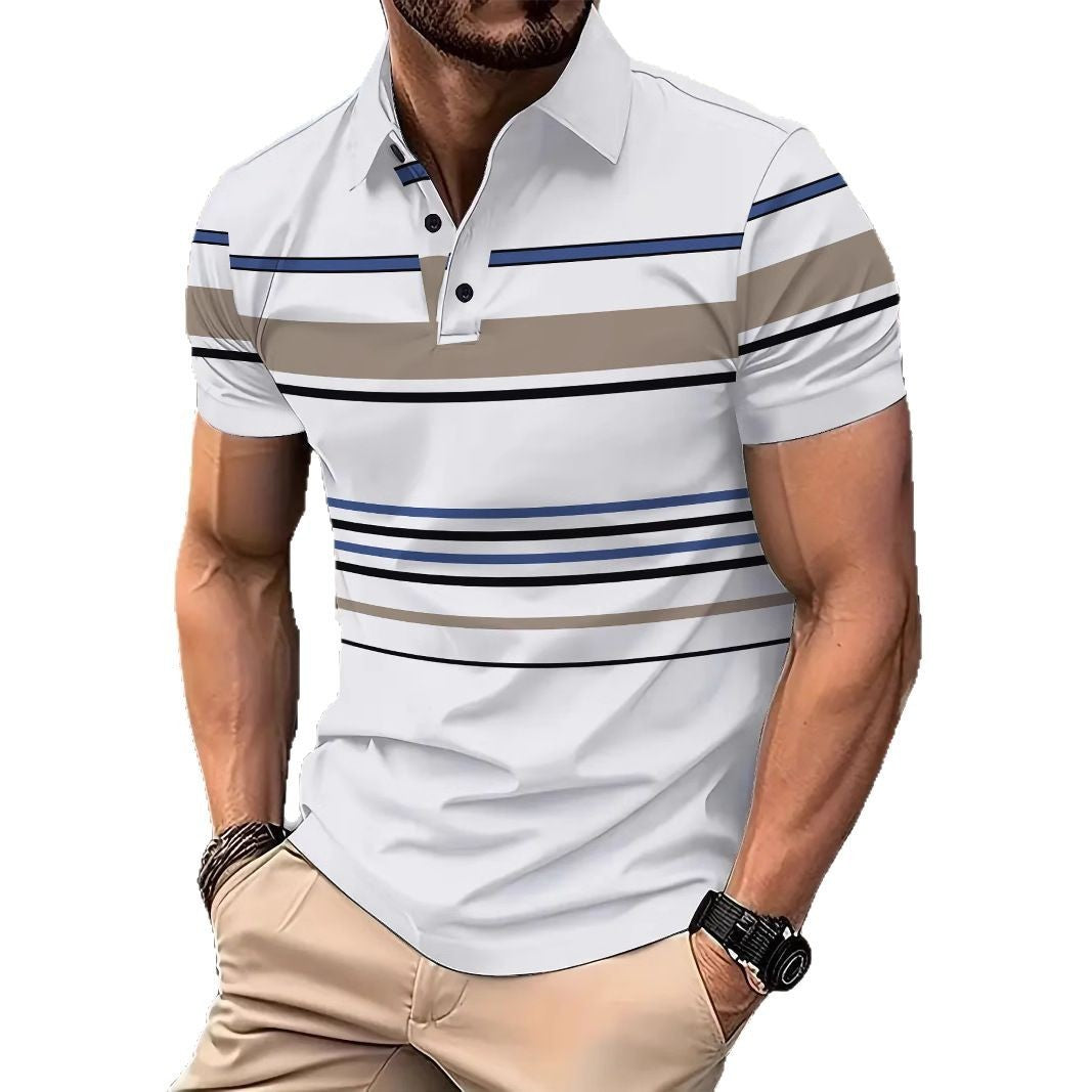 Men's Striped Short Sleeve Summer Business Casual Loose T-shirt - D&A