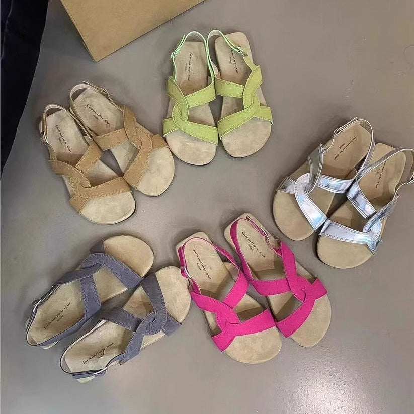 Retro Cross Strap Buckle Sandals For Women Summer - D&A