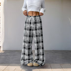 Casual Plaid Stitching Wide-leg Pants For Women - D&A