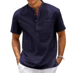 Summer New Men's Solid Color Stand Collar Short Sleeve Polo Shirt - D&A