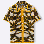 American Texture Striped Sweater Retro Hand Crocheting Short Sleeve Cardigan - D&A